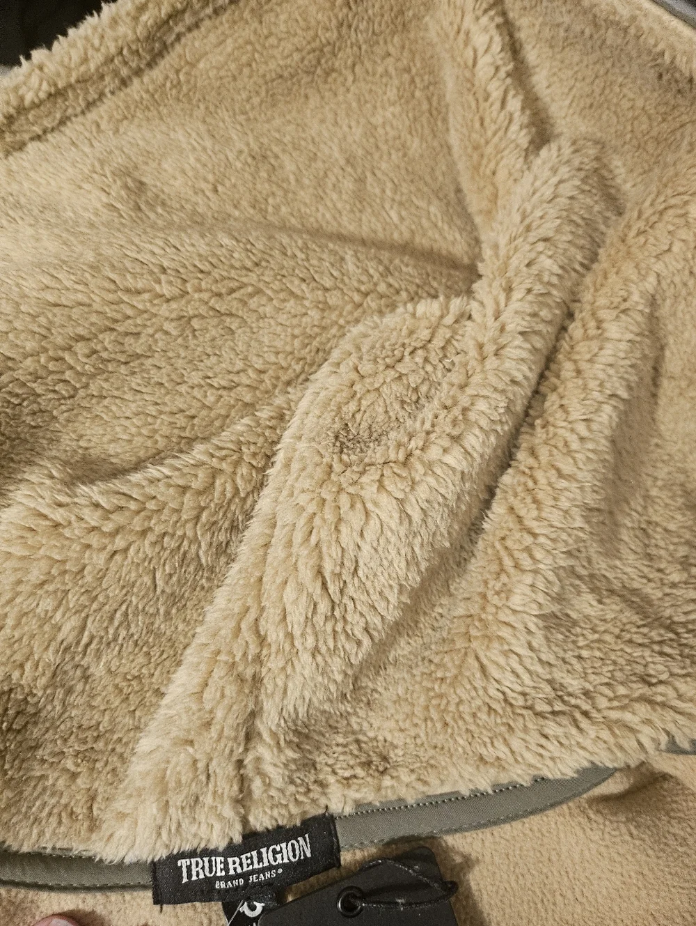 True Religion‎ Khaki Sherpa Full-Zip Hoodie